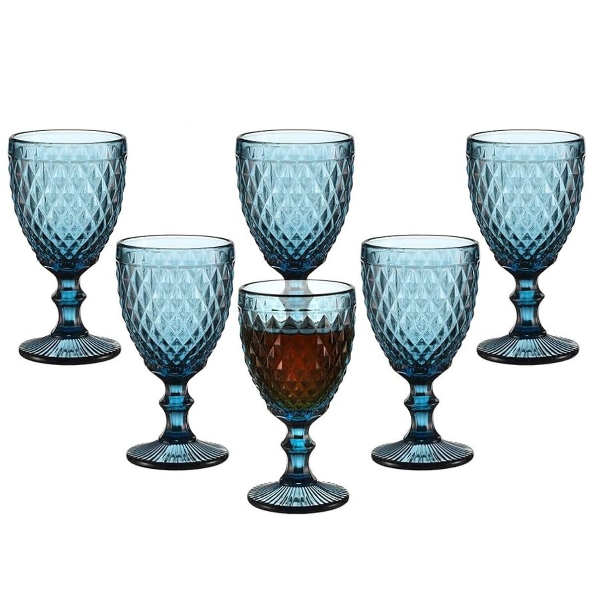 OCT GLASSWARE - SET 6 COPAS VINO AGUA BARROCO 8 ONZ AZUL