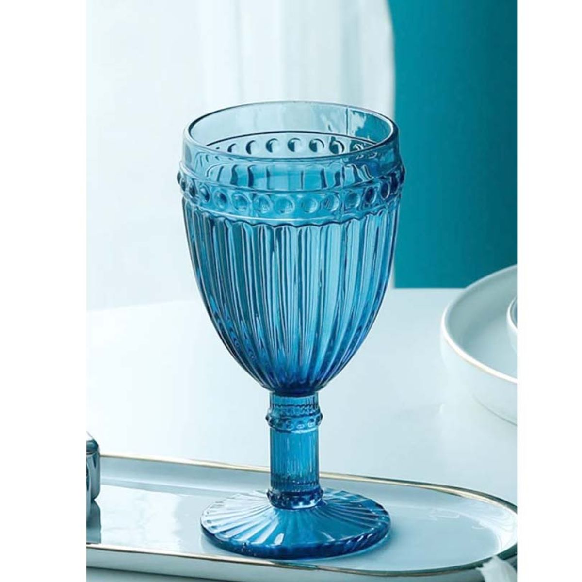 OCT GLASSWARE - SET 6 COPAS VINO AGUA 11 ONZ AZUL