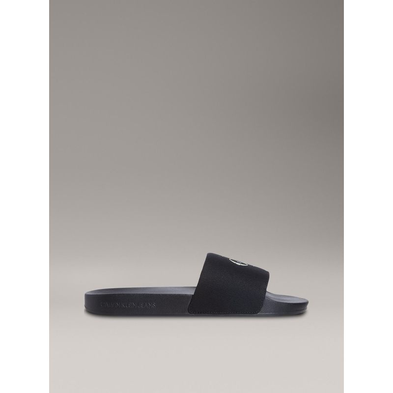 CALVIN KLEIN - Sandalias negro deslizantes con monograma Calvin Klein