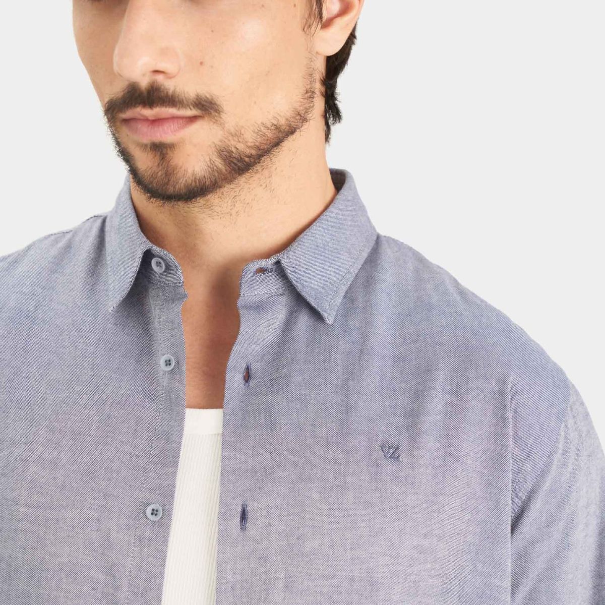 VELEZ - Vélez Camisa Oxford Manga Larga Calagua Hombre Semifitted Azul Oscuro