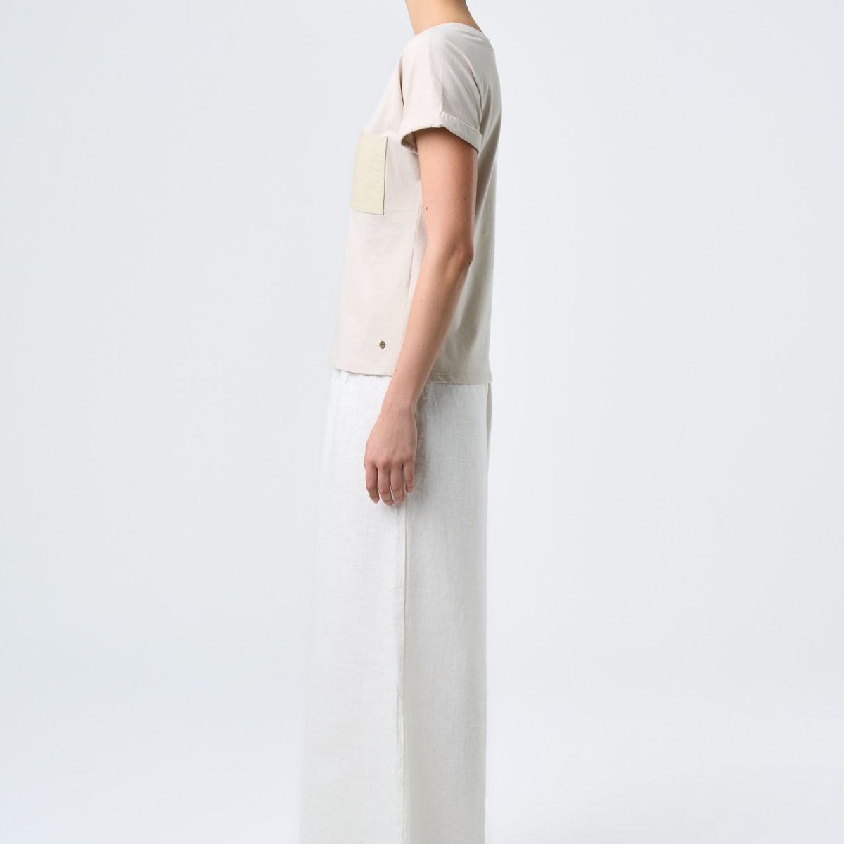 VELEZ - Vélez Camiseta Manga Corta Para Mujer Bolsillo Cuero Arena