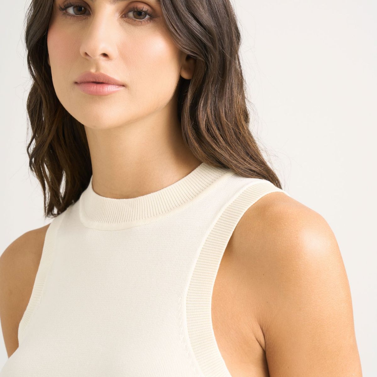 VELEZ - Vélez Top Tank Tejido Rectilíneo Para Mujer Manga Sisa Crema