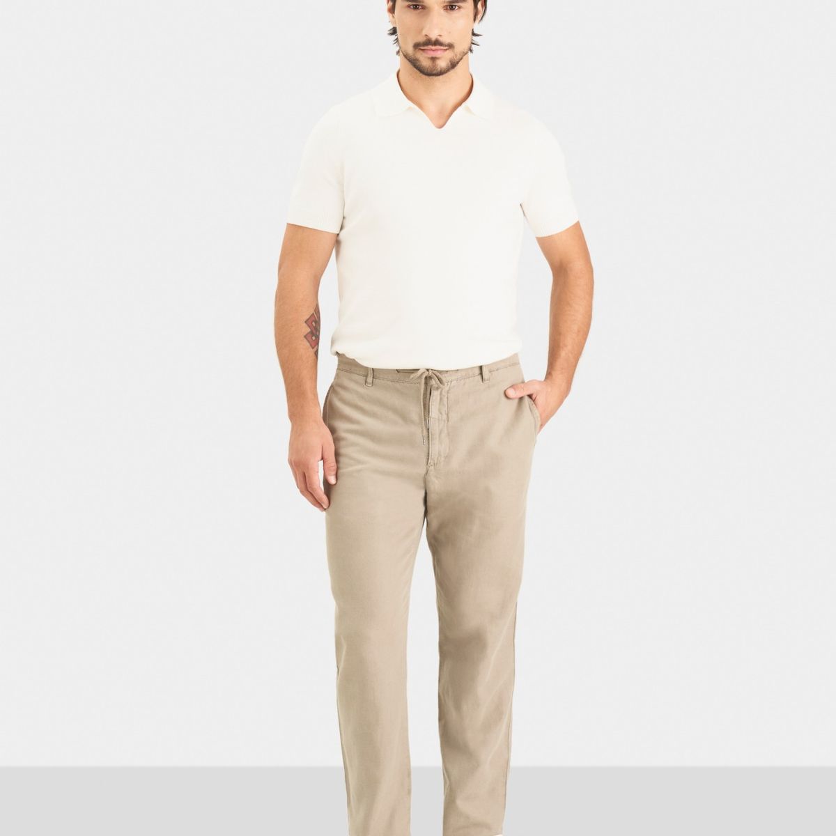 VELEZ - Vélez Pantalón Chino Regular Fit De Lino Para Hombre Casual Arena