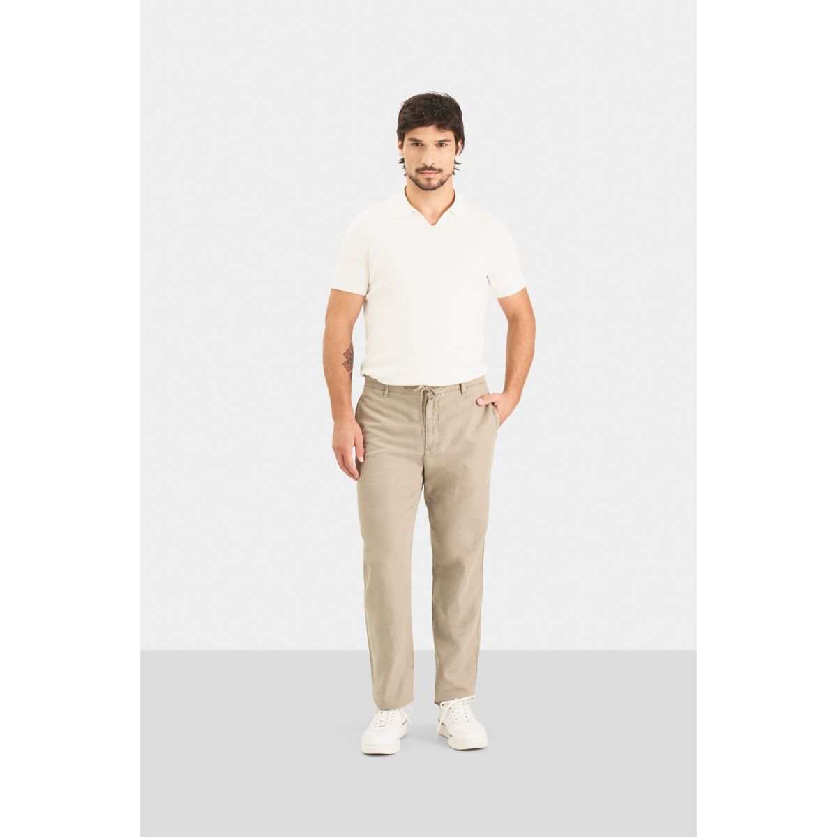 VELEZ - Vélez Pantalón Chino Regular Fit De Lino Para Hombre Casual Arena