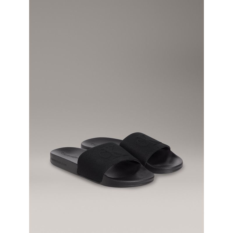CALVIN KLEIN - Sandalias negro de lona con logo Calvin Klein