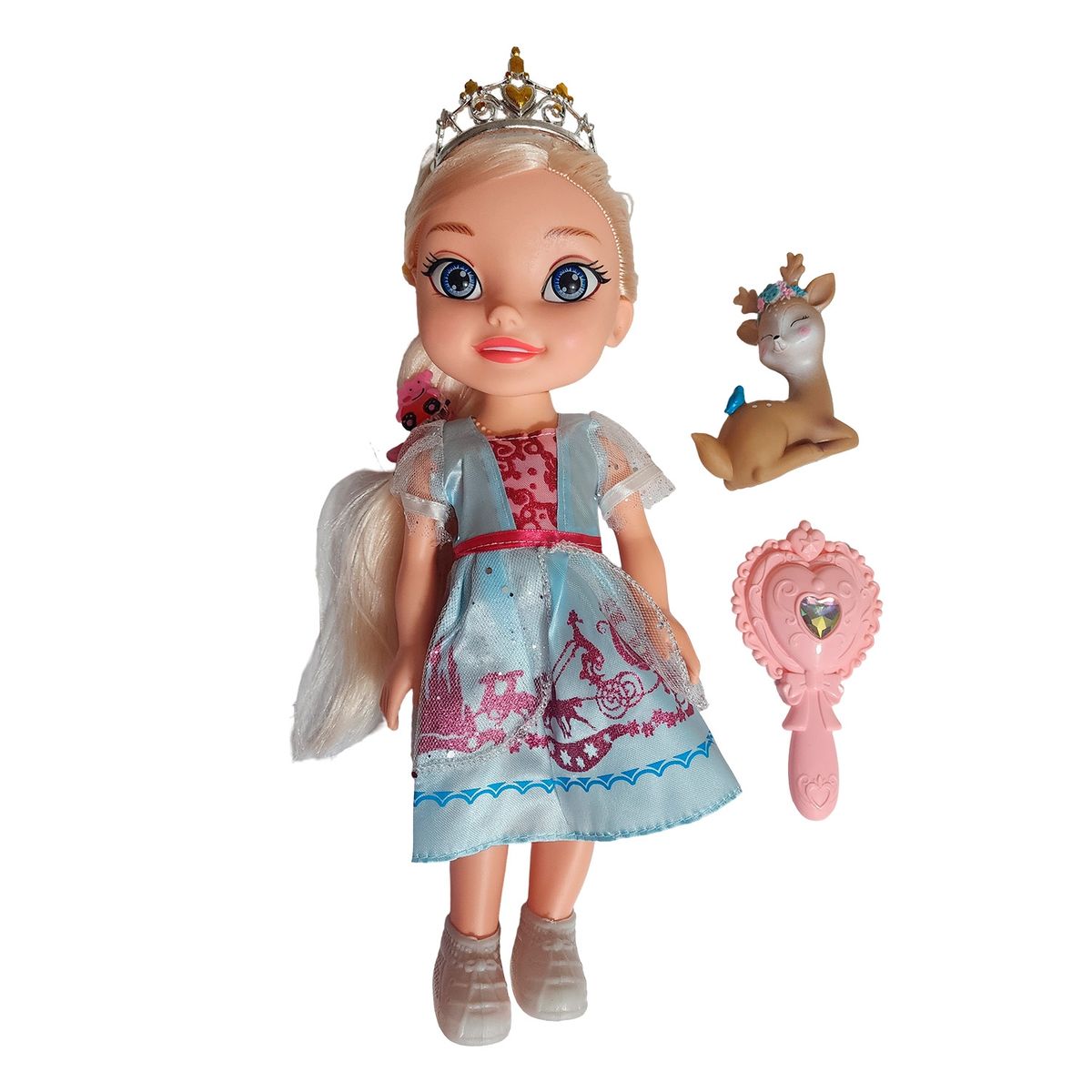 GENERICO - Muñeca Princesa Con Corona Y Sonido Juguete + Acccesorios