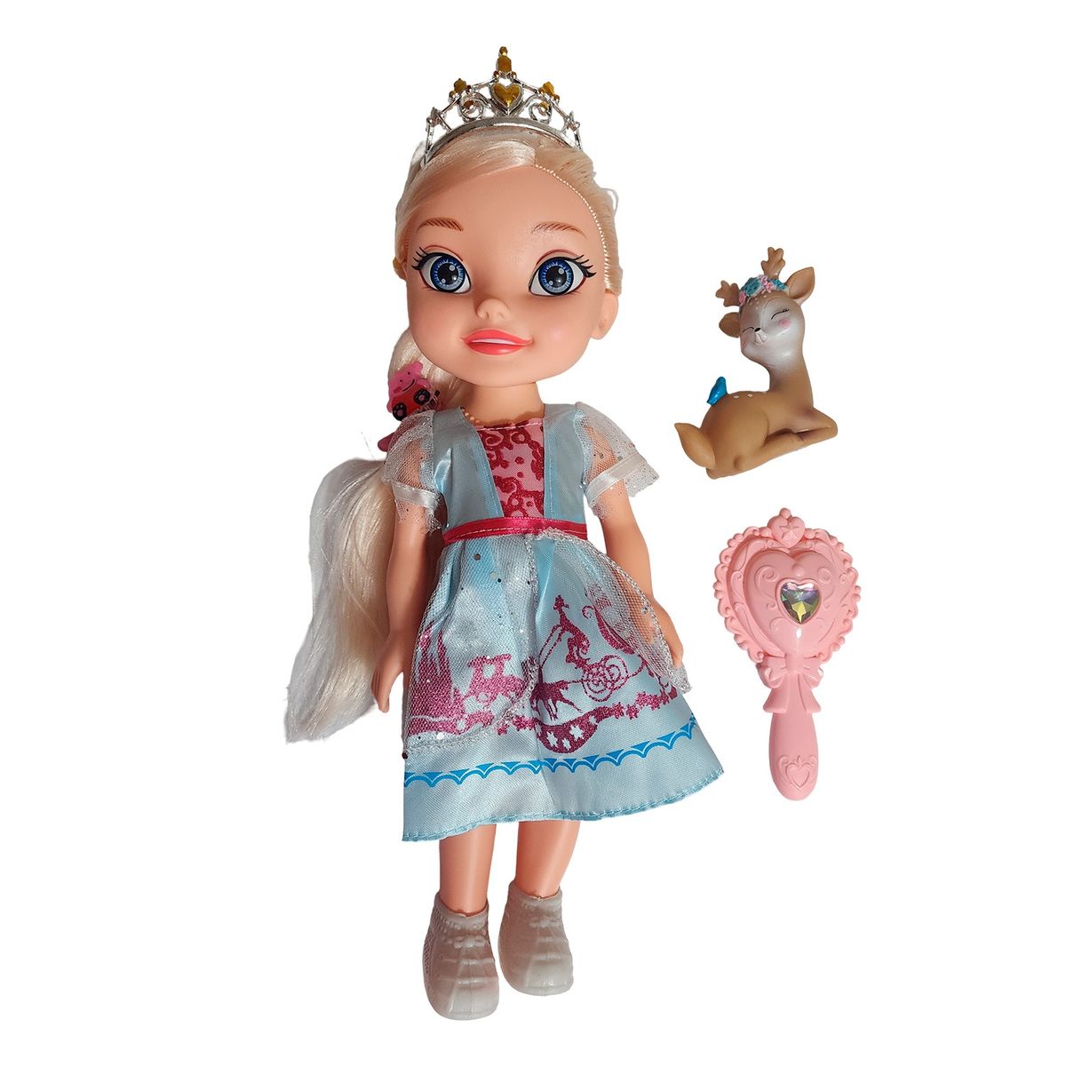 GENERICO - Muñeca Princesa Con Corona Y Sonido Juguete + Acccesorios