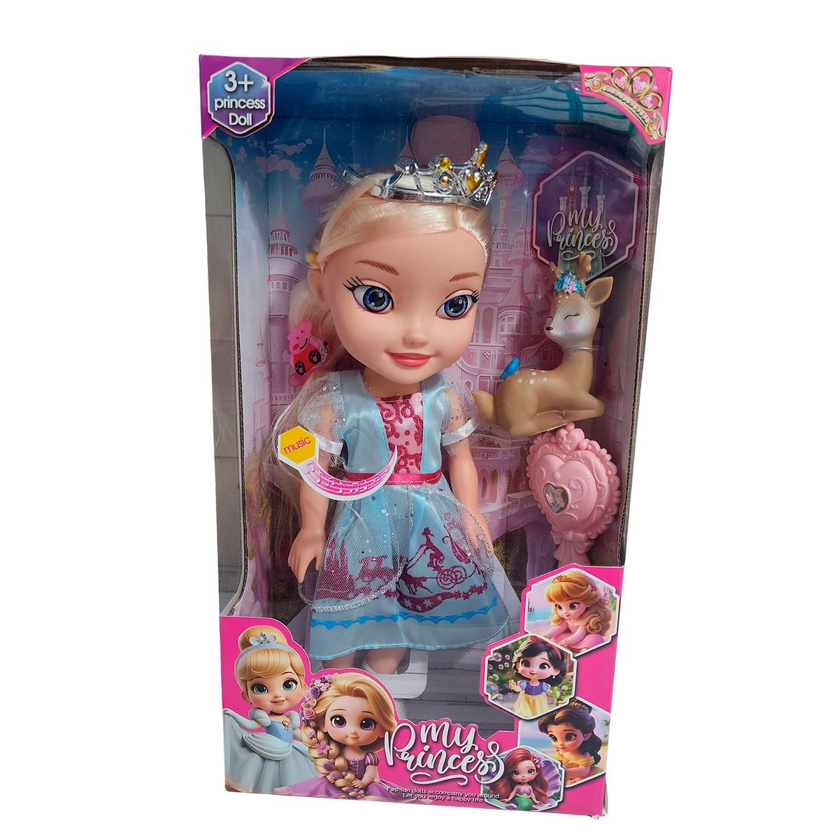 GENERICO - Muñeca Princesa Con Corona Y Sonido Juguete + Acccesorios