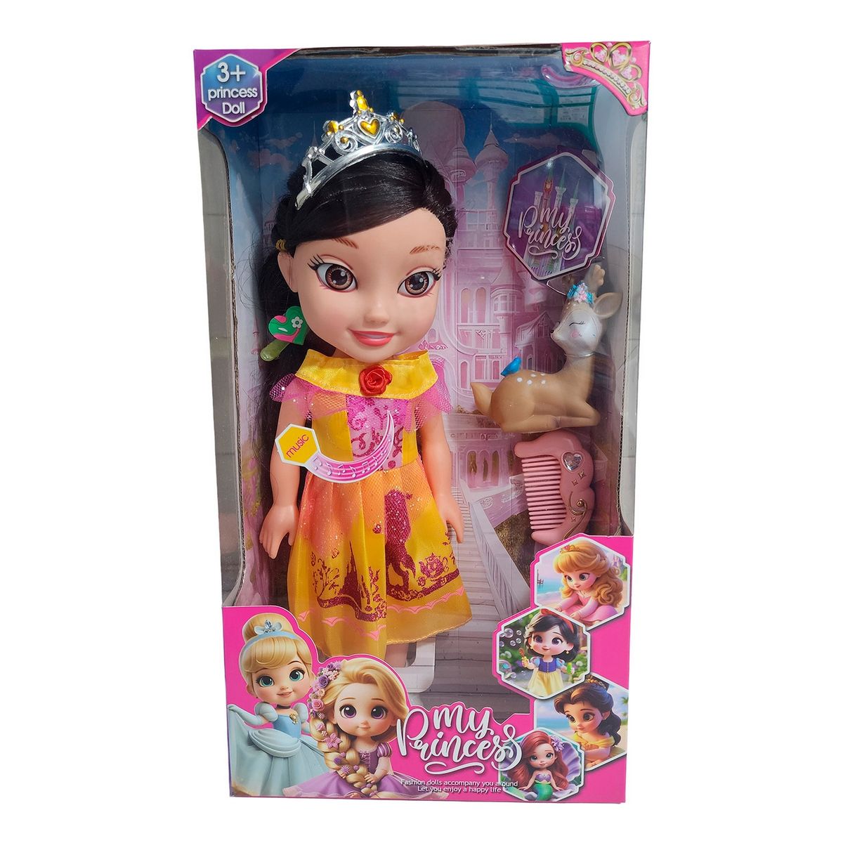 GENERICO - Muñeca Princesa Con Corona Y Sonido Juguete + Acccesorios