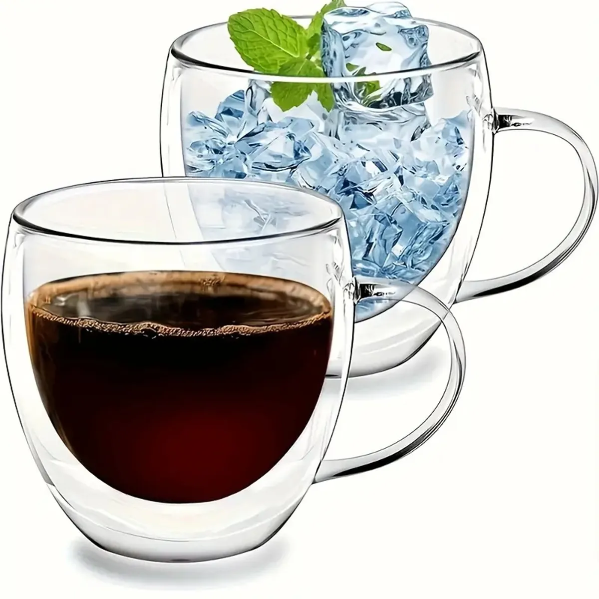 MOSTAZA - Pocillo Taza Café 100 Ml Doble Pared Vidrio Borosilicato X2 unidades
