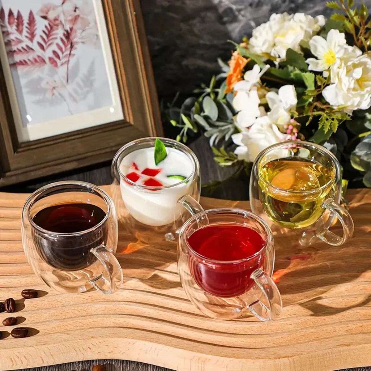 MOSTAZA - Pocillo Taza Café 100 Ml Doble Pared Vidrio Borosilicato X2 unidades