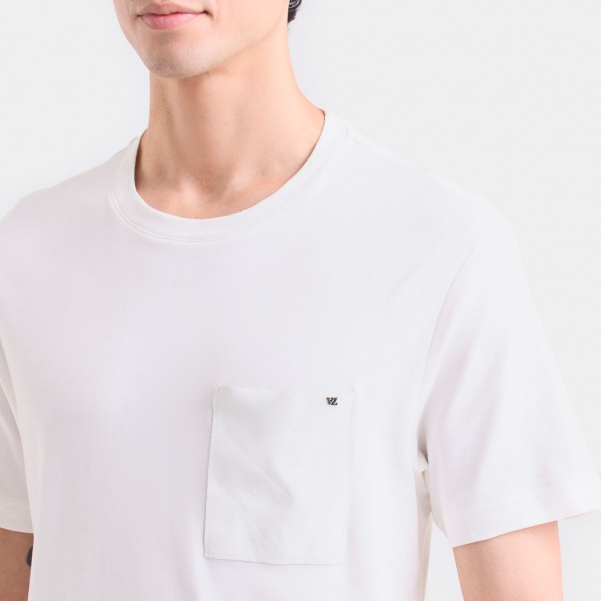 VELEZ - Vélez Camiseta En Algodón Para Hombre Bolsillo Cuero Blanco