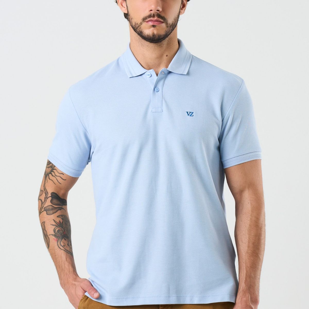 VELEZ - Vélez Polo Manga Corta Essential Para Hombre Textura Azul Claro