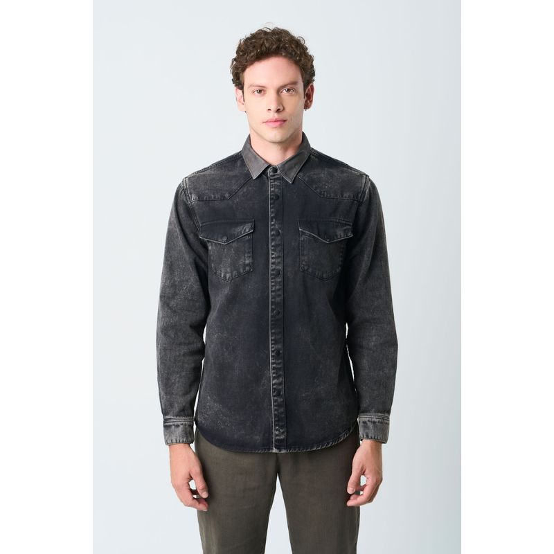 VELEZ - Vélez Sobrecamisa Alcor Manga Larga Para Hombre Semi Fitted Negro