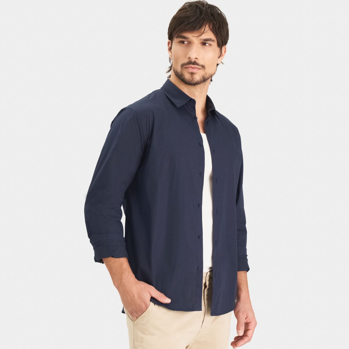 VELEZ - Vélez Camisa En Popelina Para Hombre Semifitted Azul Oscuro