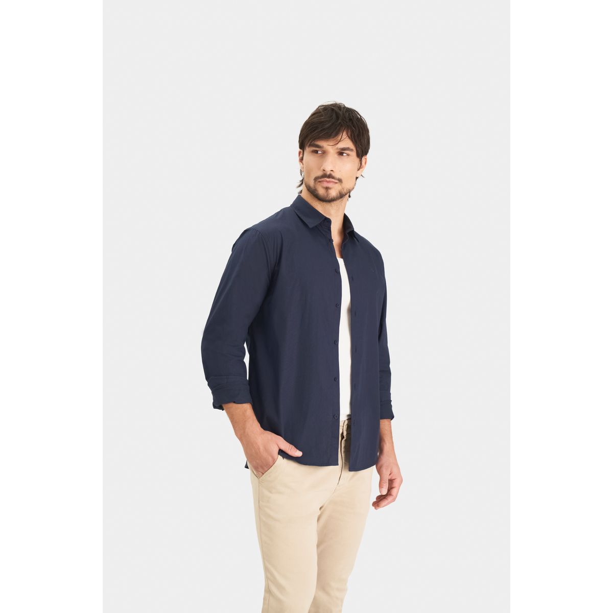 VELEZ - Vélez Camisa En Popelina Para Hombre Semifitted Azul Oscuro