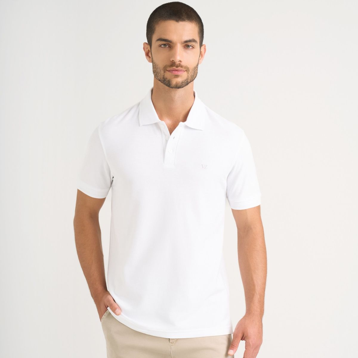 VELEZ - Vélez Polo Para Hombre Semi Fit Detalle Jacquard Blanco