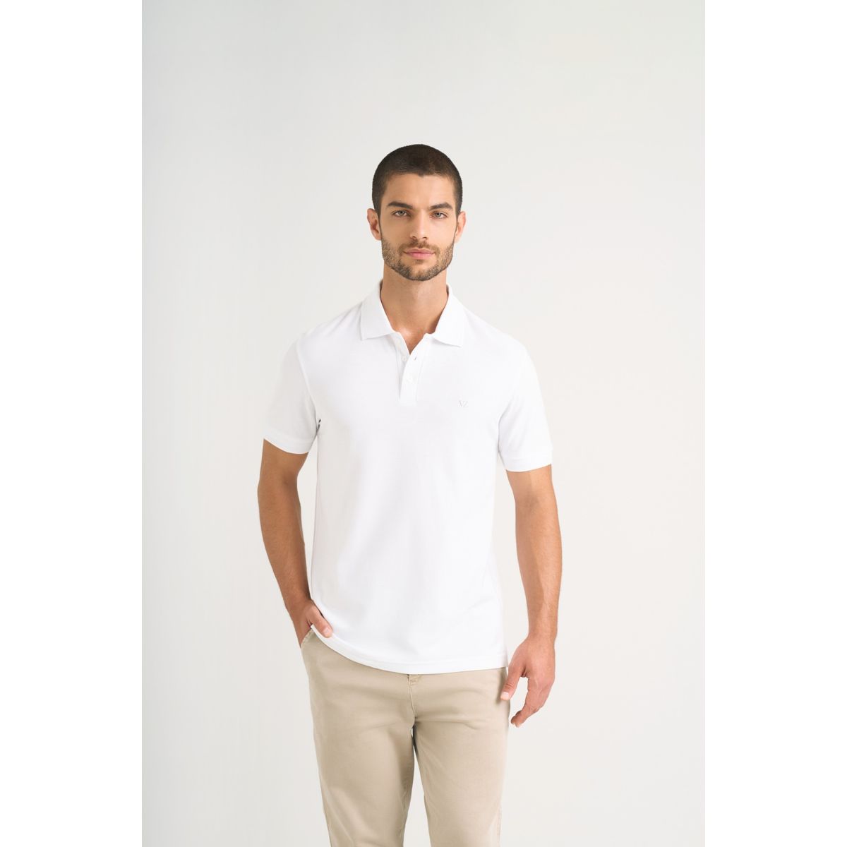 VELEZ - Vélez Polo Para Hombre Semi Fit Detalle Jacquard Blanco
