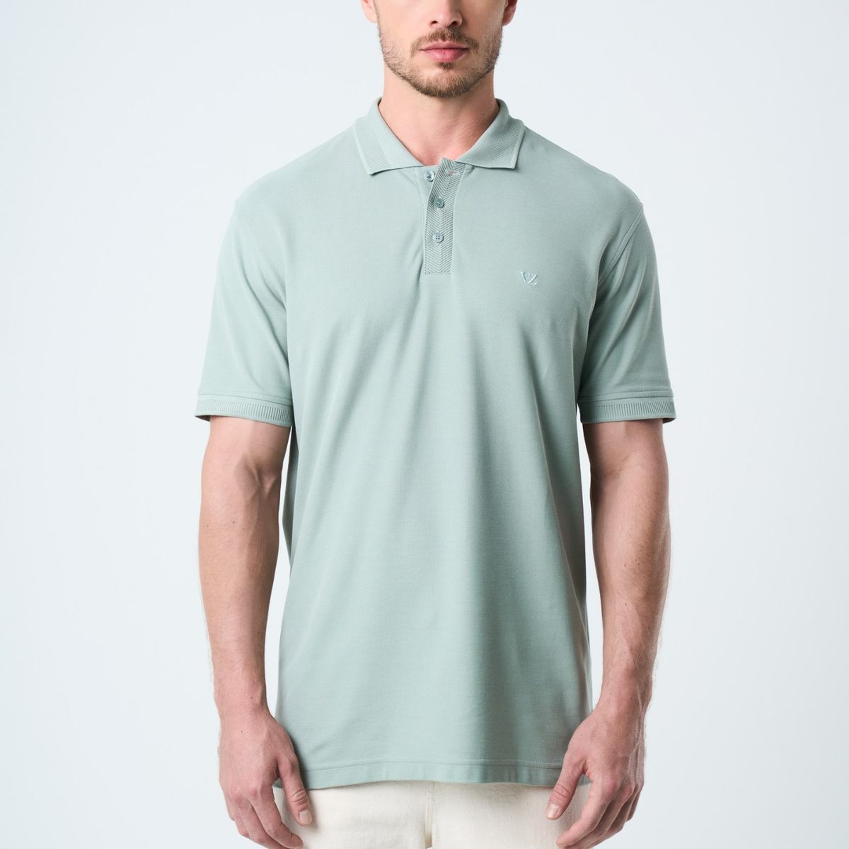 VELEZ - Vélez Polo Para Hombre Semi Fit Detalle Jacquard Agua Marina
