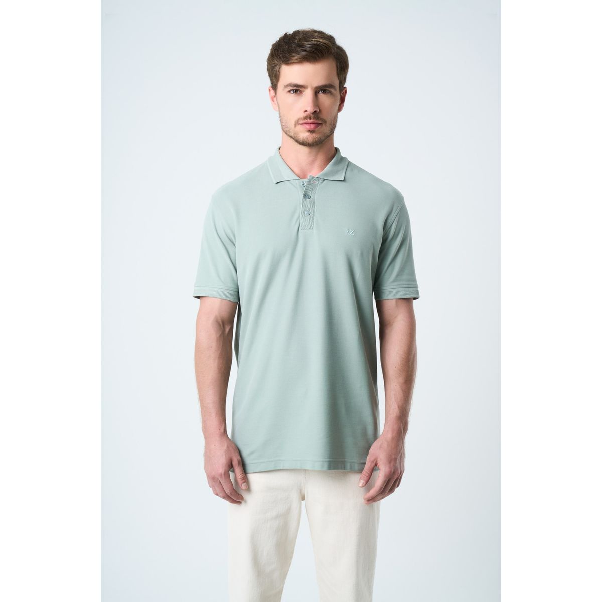 VELEZ - Vélez Polo Para Hombre Semi Fit Detalle Jacquard Agua Marina