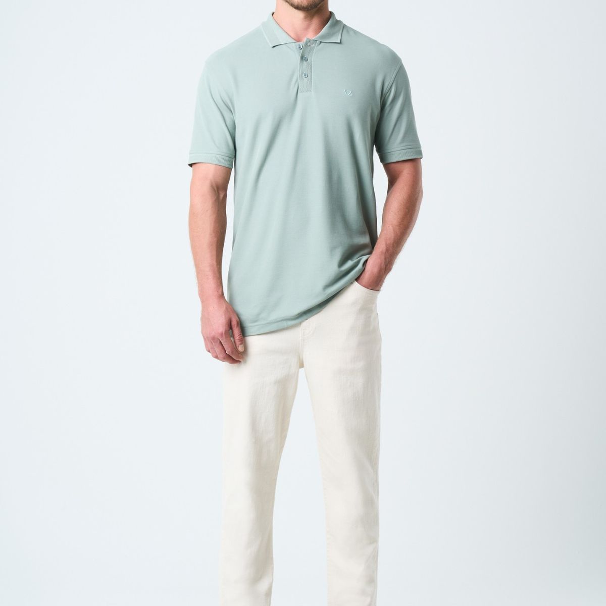 VELEZ - Vélez Polo Para Hombre Semi Fit Detalle Jacquard Agua Marina