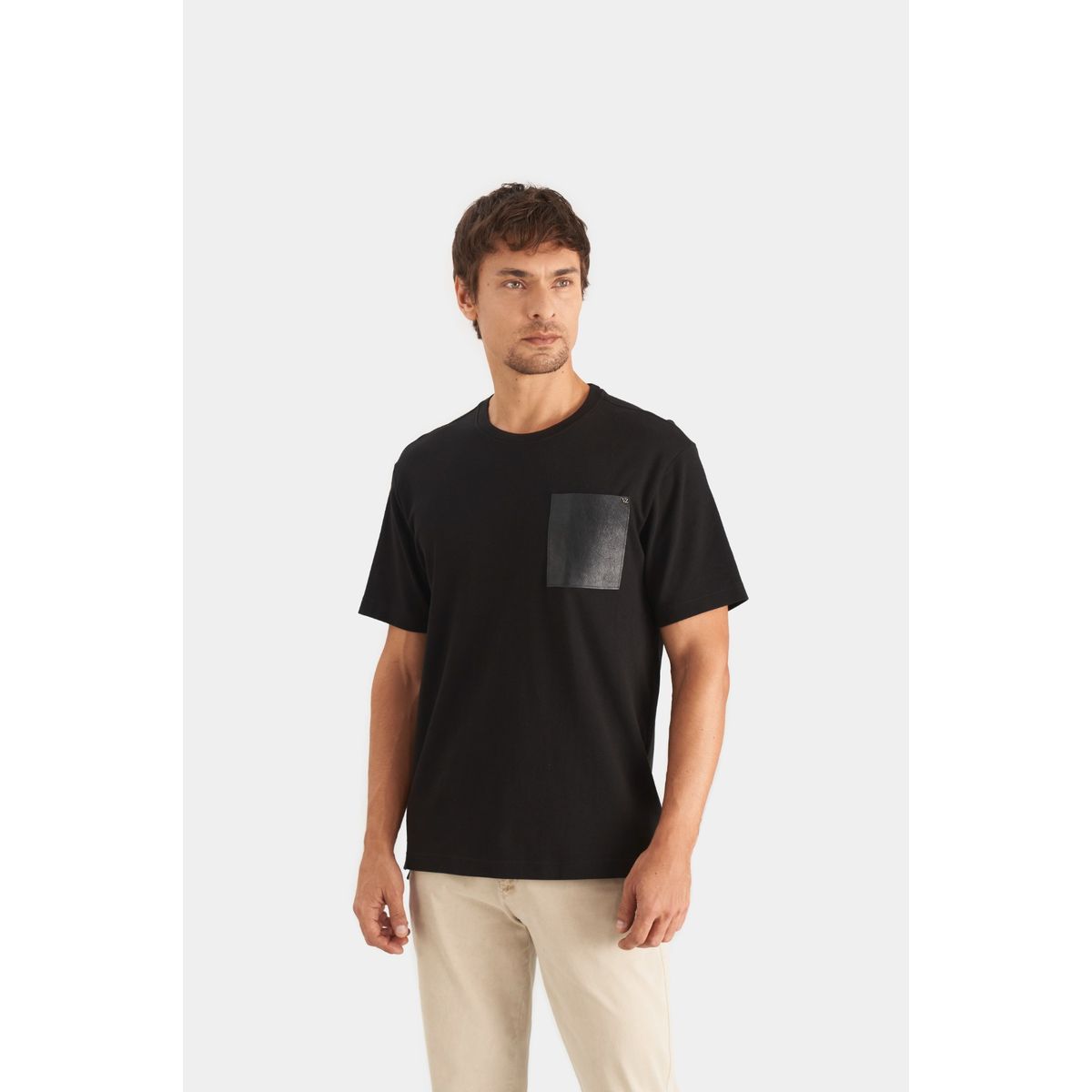 VELEZ - Vélez Camiseta En Algodón Para Hombre Bolsillo Cuero Negro