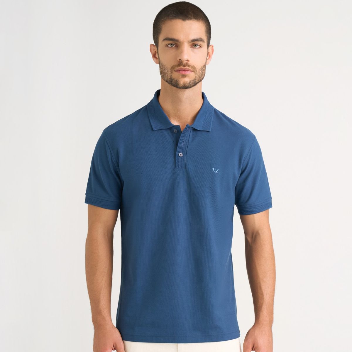 VELEZ - Vélez Polo Para Hombre Semi Fit Detalle Jacquard Azul Oscuro