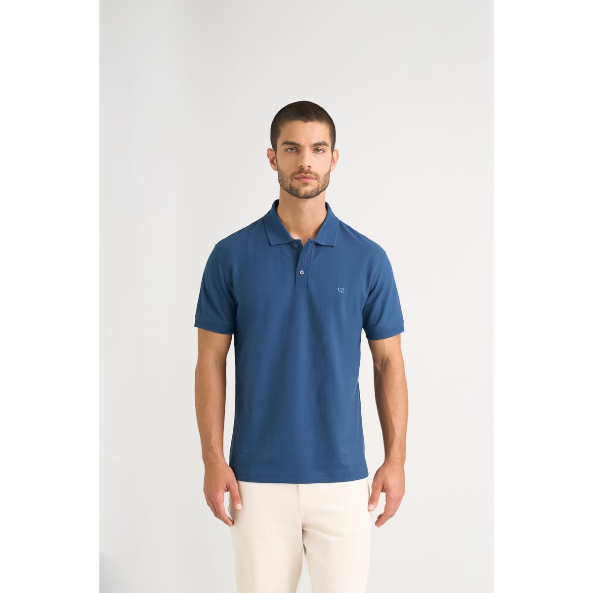 VELEZ - Vélez Polo Para Hombre Semi Fit Detalle Jacquard Azul Oscuro