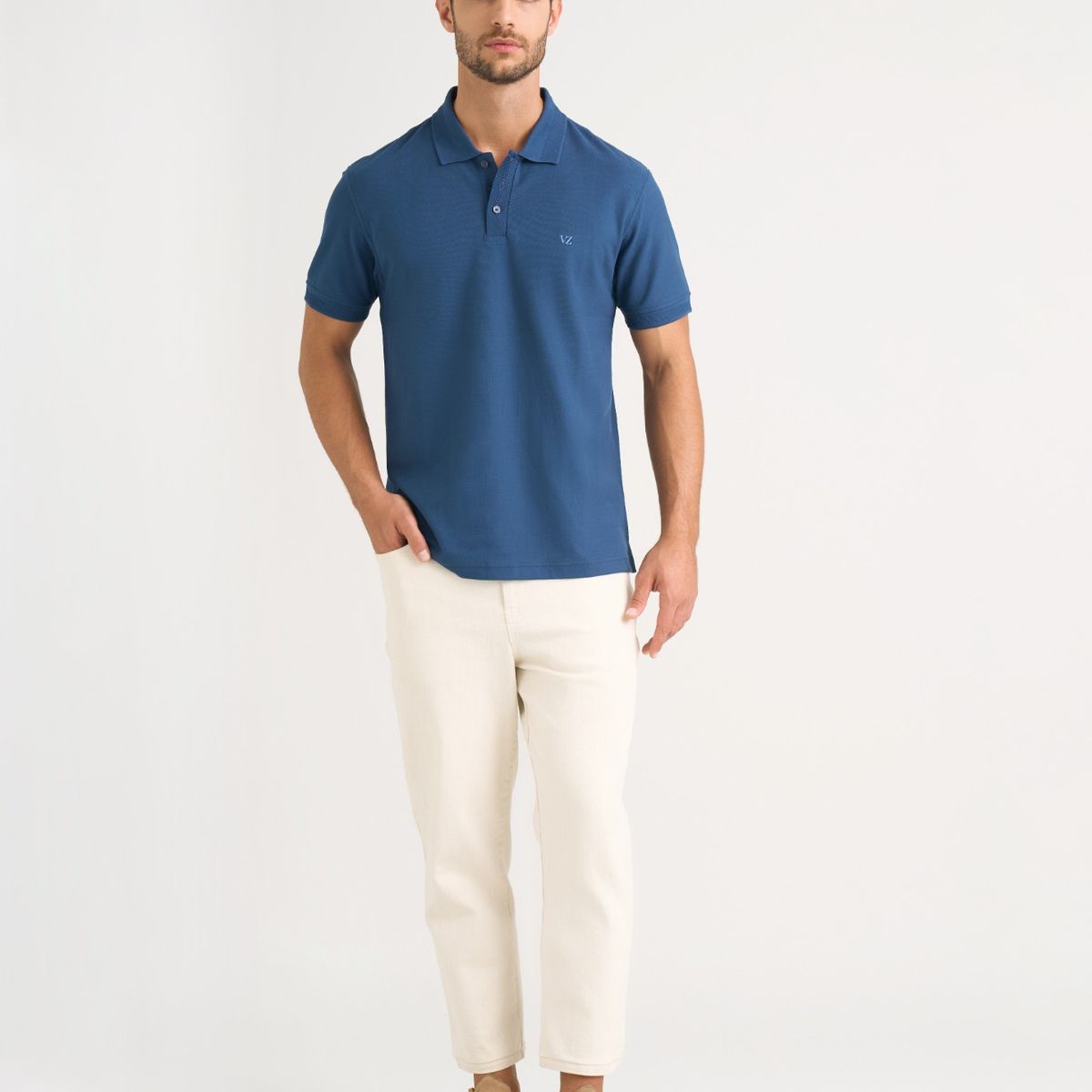 VELEZ - Vélez Polo Para Hombre Semi Fit Detalle Jacquard Azul Oscuro