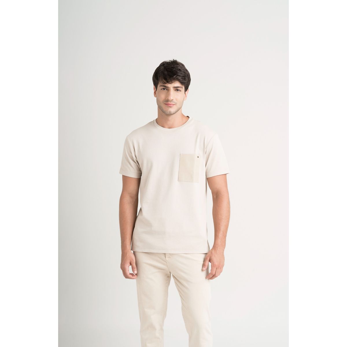 VELEZ - Vélez Camiseta En Algodón Para Hombre Bolsillo Cuero Arena