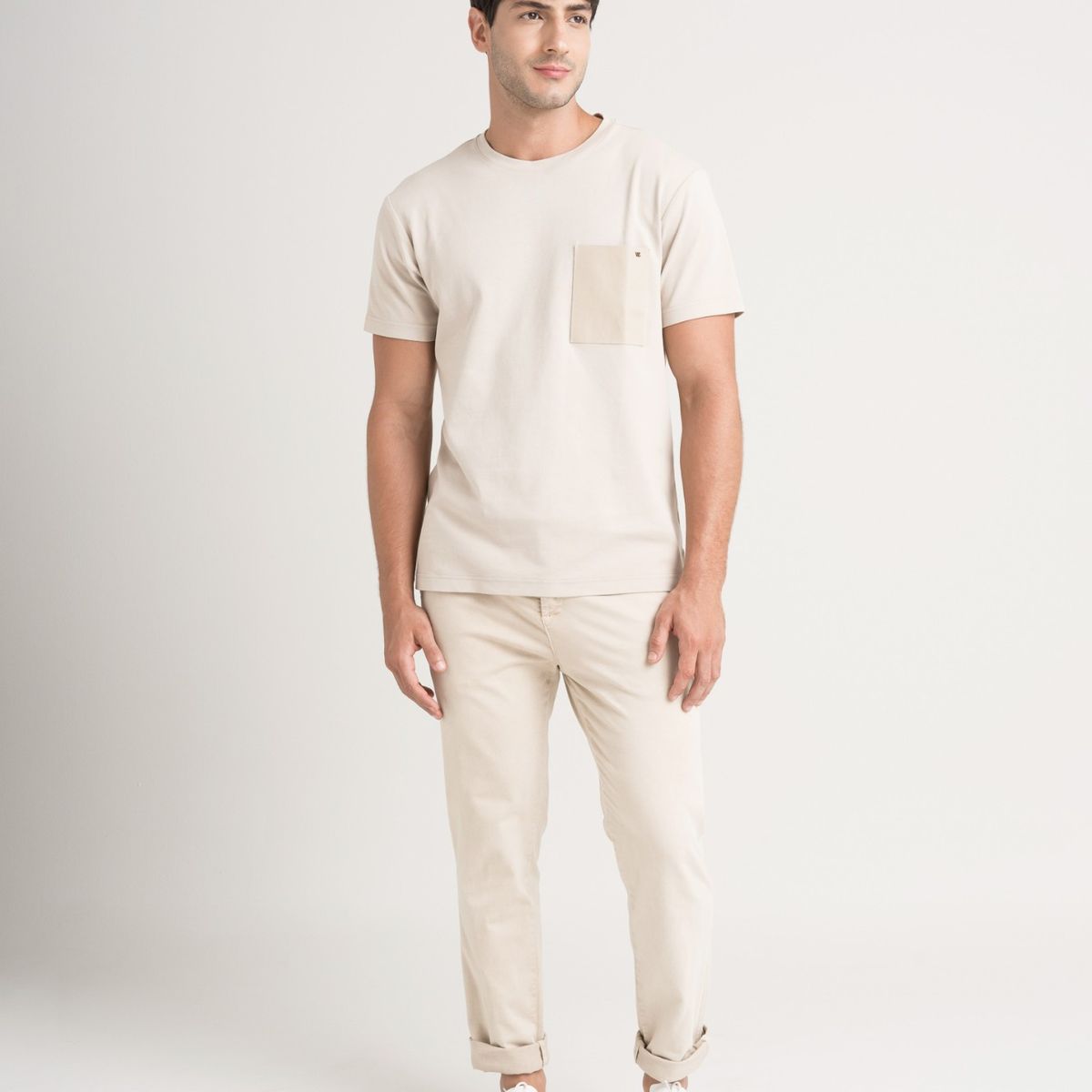 VELEZ - Vélez Camiseta En Algodón Para Hombre Bolsillo Cuero Arena