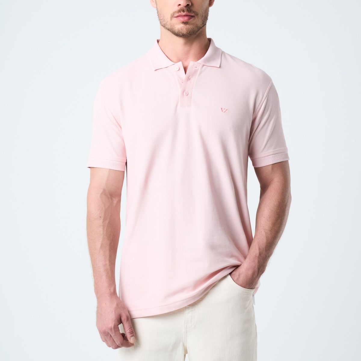 VELEZ - Vélez Polo Para Hombre Semi Fit Detalle Jacquard Rosado