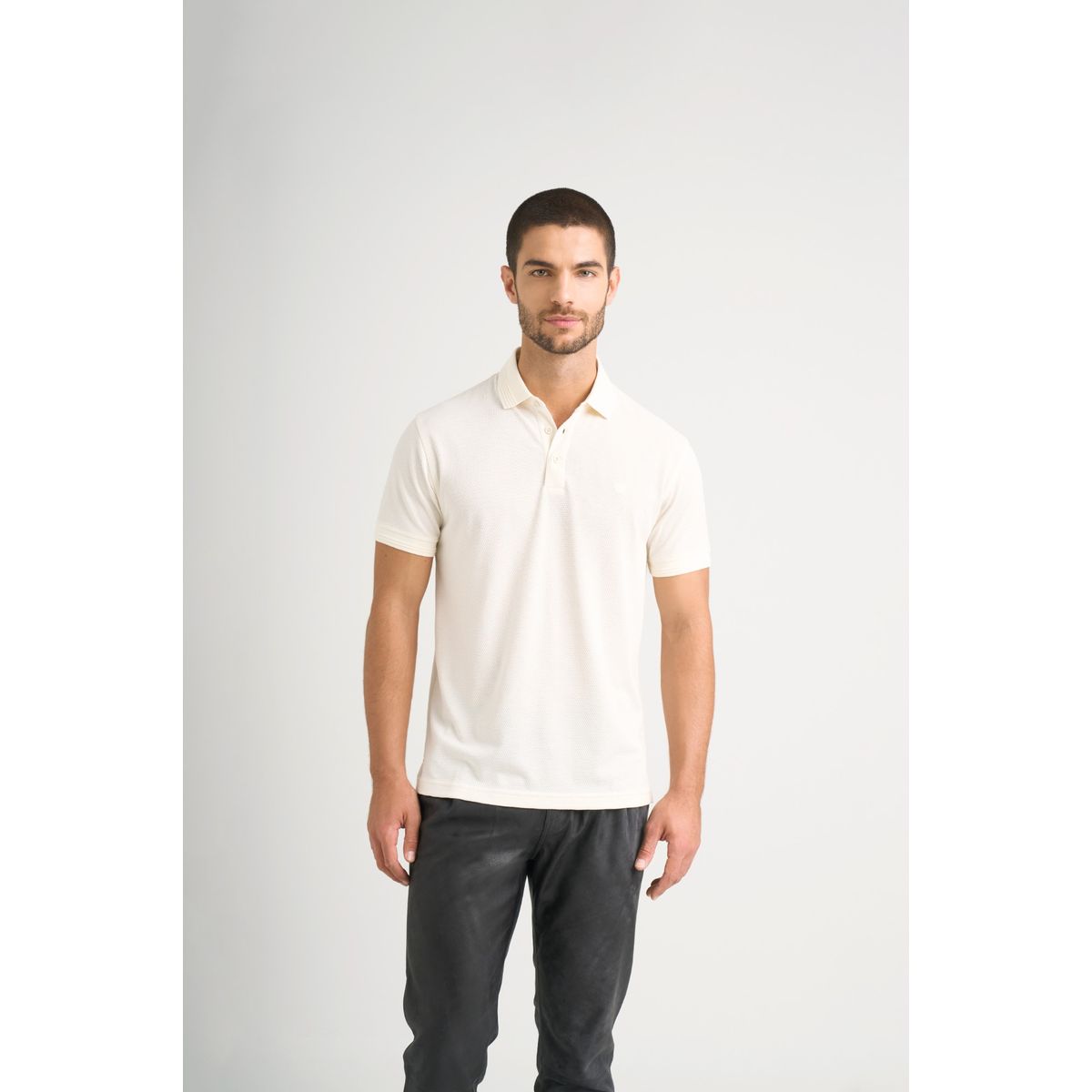 VELEZ - Vélez Polo Lucca Manga Corta Para Hombre Texturizada Crema