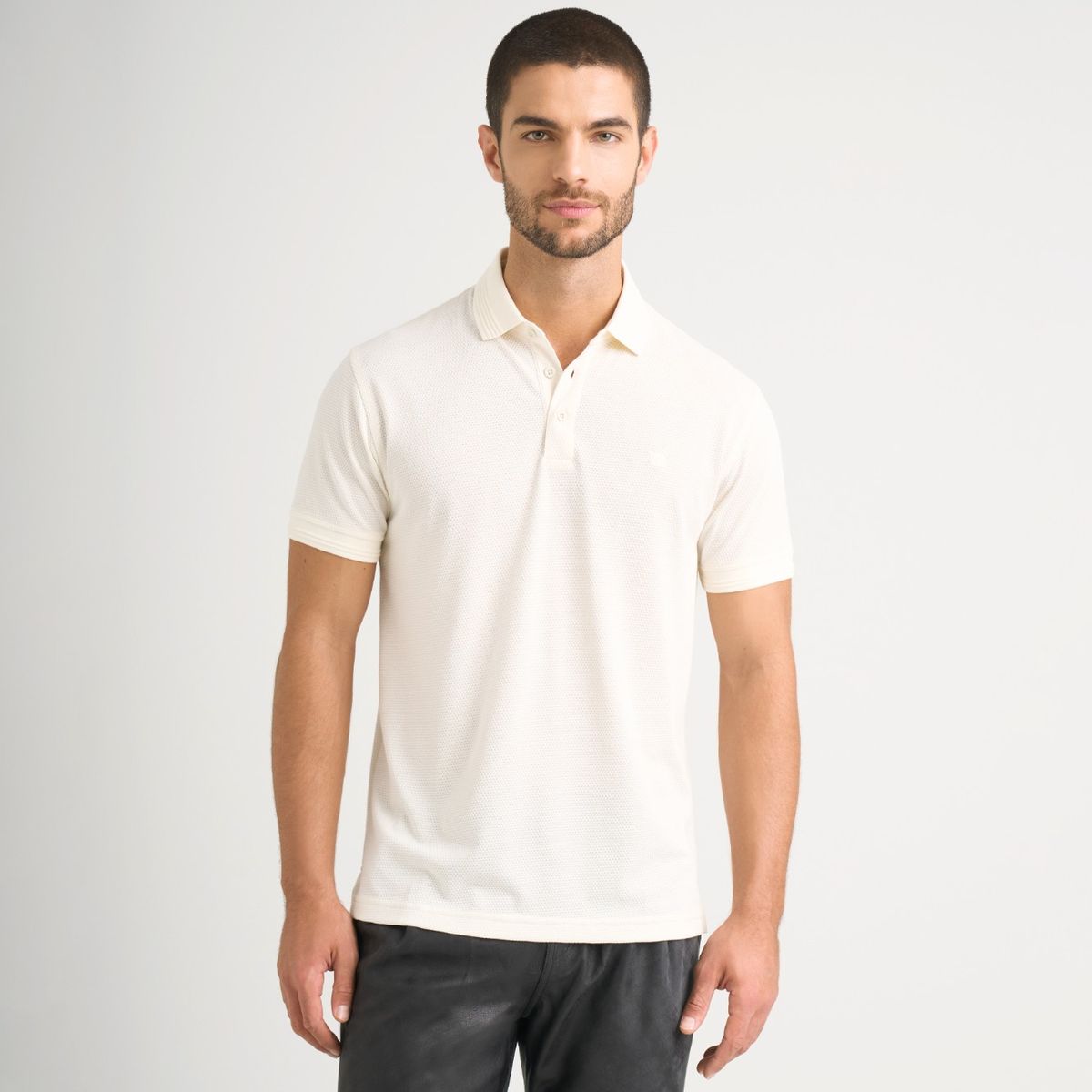 VELEZ - Vélez Polo Lucca Manga Corta Para Hombre Texturizada Crema