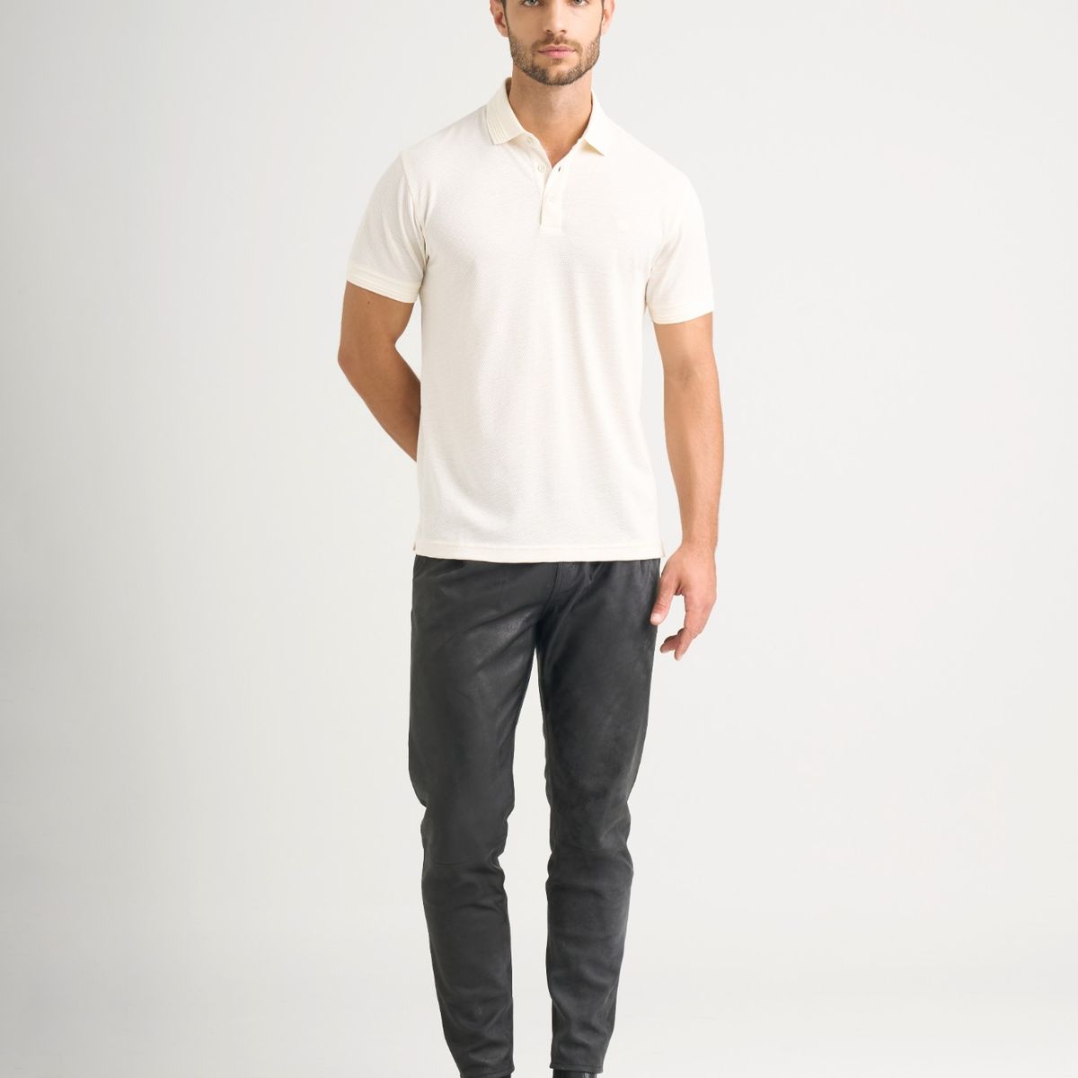 VELEZ - Vélez Polo Lucca Manga Corta Para Hombre Texturizada Crema