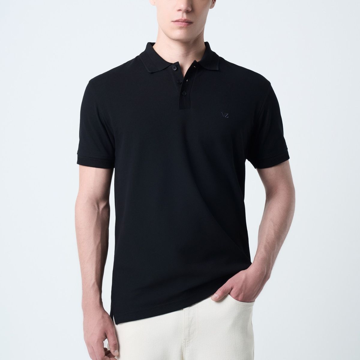 VELEZ - Vélez Polo Para Hombre Semi Fit Detalle Jacquard Negro
