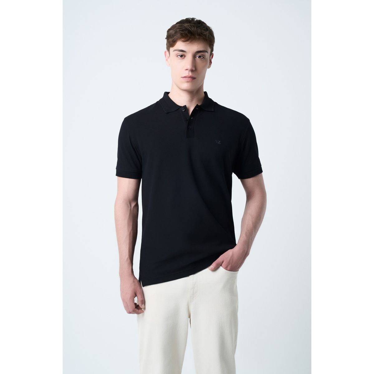 VELEZ - Vélez Polo Para Hombre Semi Fit Detalle Jacquard Negro