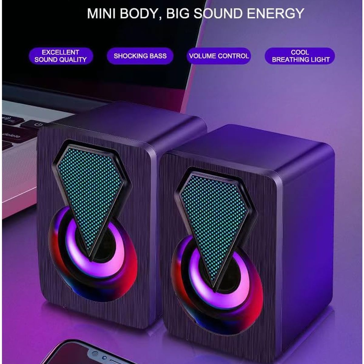 SPEAKER - Par de Parlantes Gamer Altavoz PC RGB Speaker YSD-1046