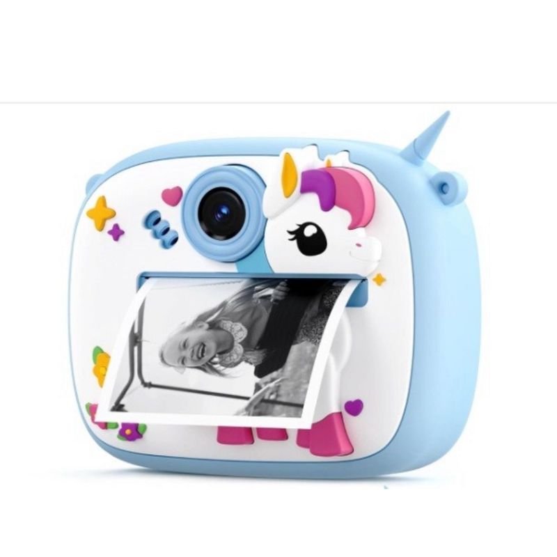 OEM - Cámara Digital Fotografica Infantil Unicornio Azul Instantánea Niños