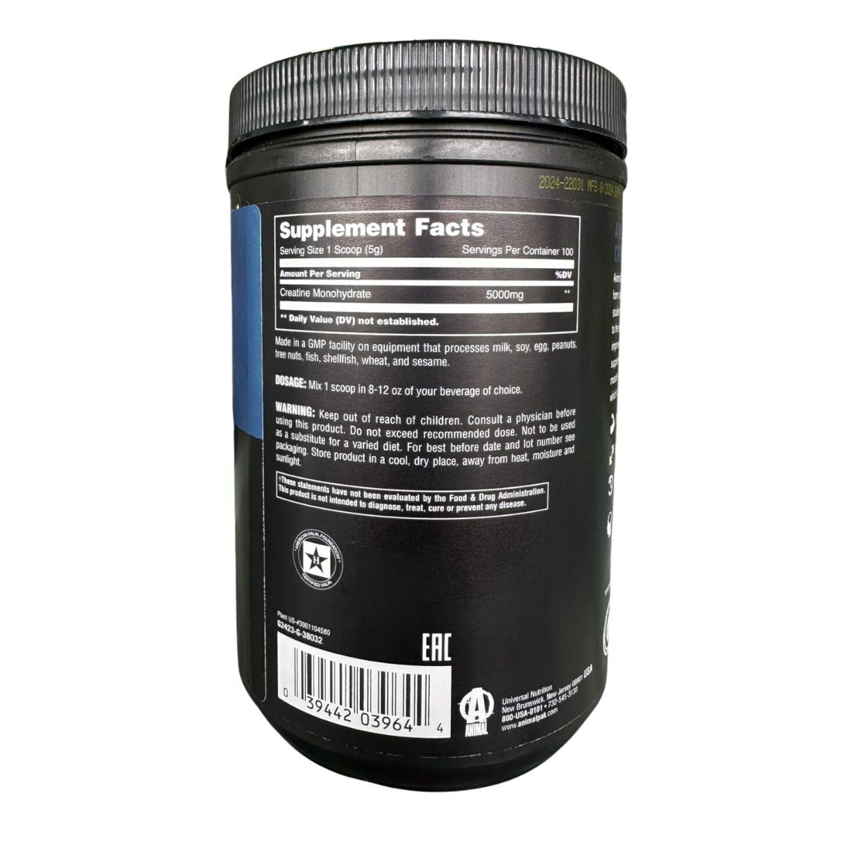 UNIVERSAL NUTRITION - Creatina Monohidratada Animal Universal 500gr