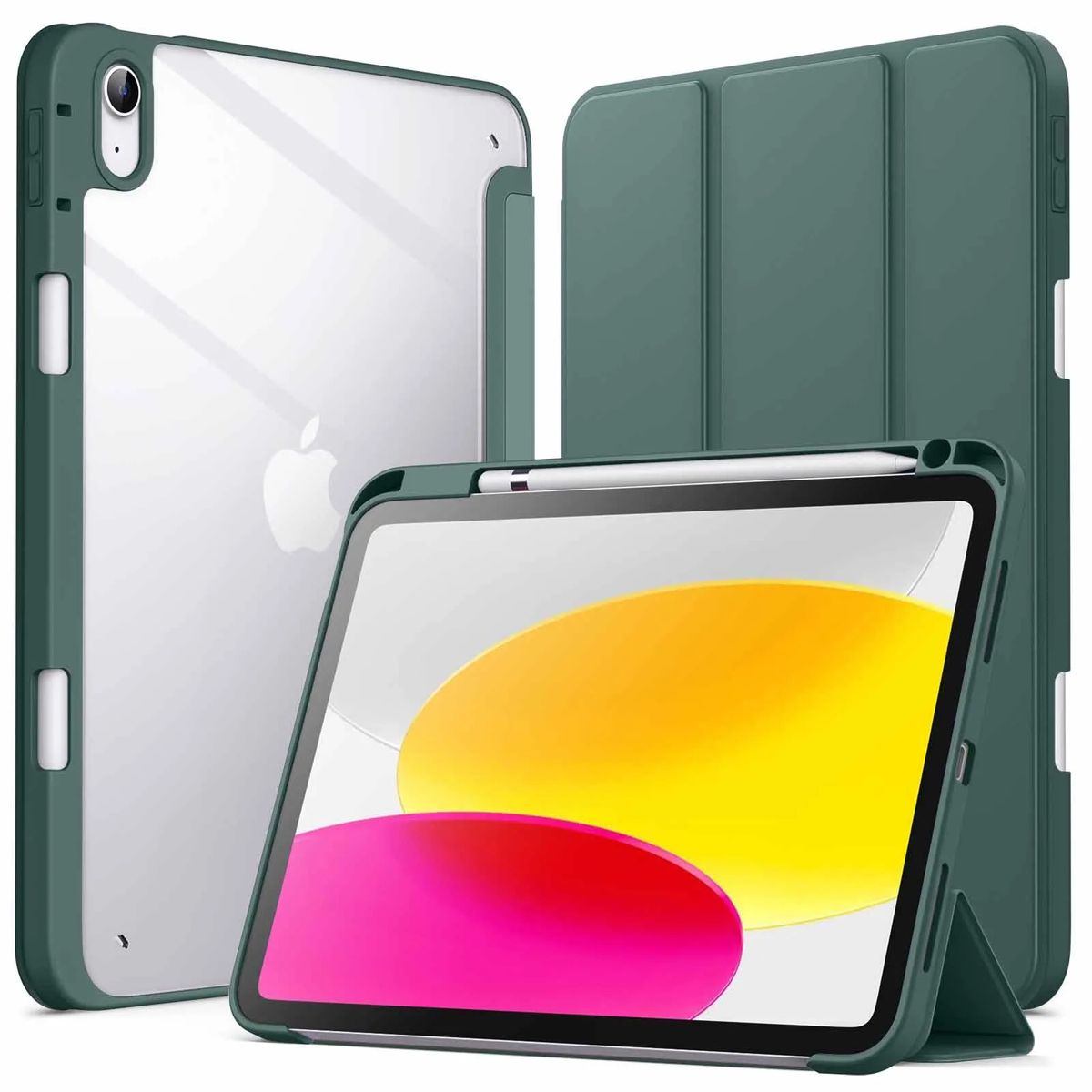 GENERICO - Estuche Protector Smart Clear Magnético Para Ipad 11 (A16) 2025 - Color Verde Oscuro
