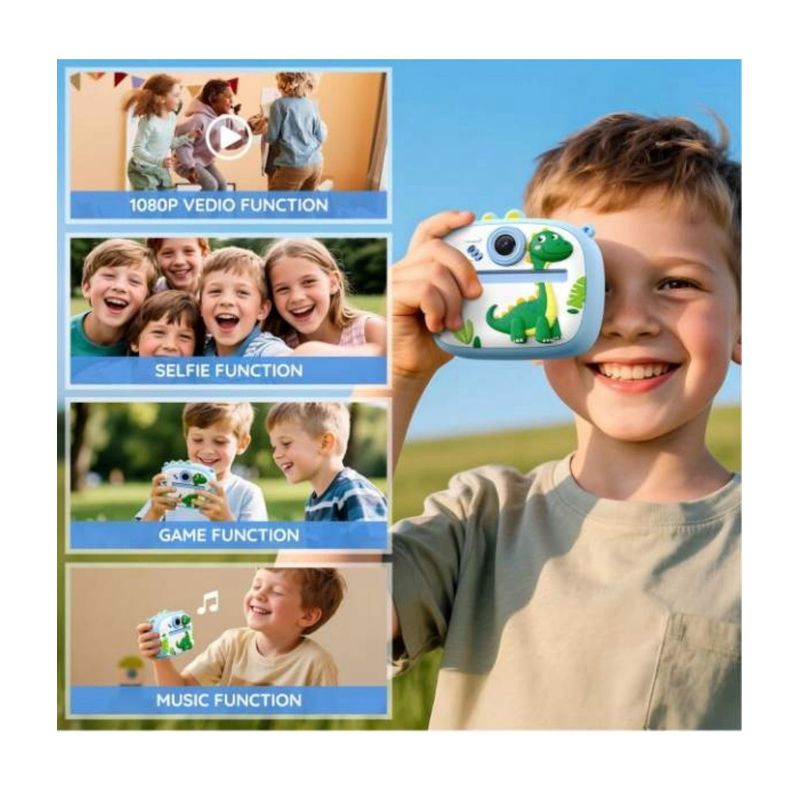 OEM - Cámara Digital Fotografica Infantil Dinosaurio Instantánea para Niños