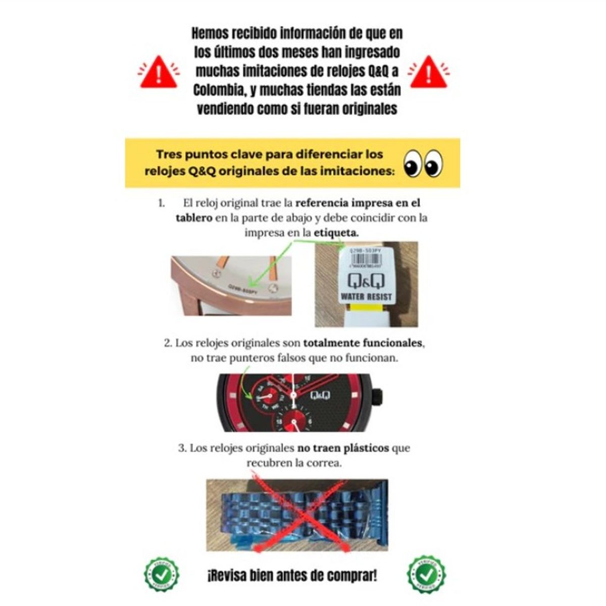 Q AND Q - Reloj Para Hombre Qyq qz48j401y Ojo Original Certificado