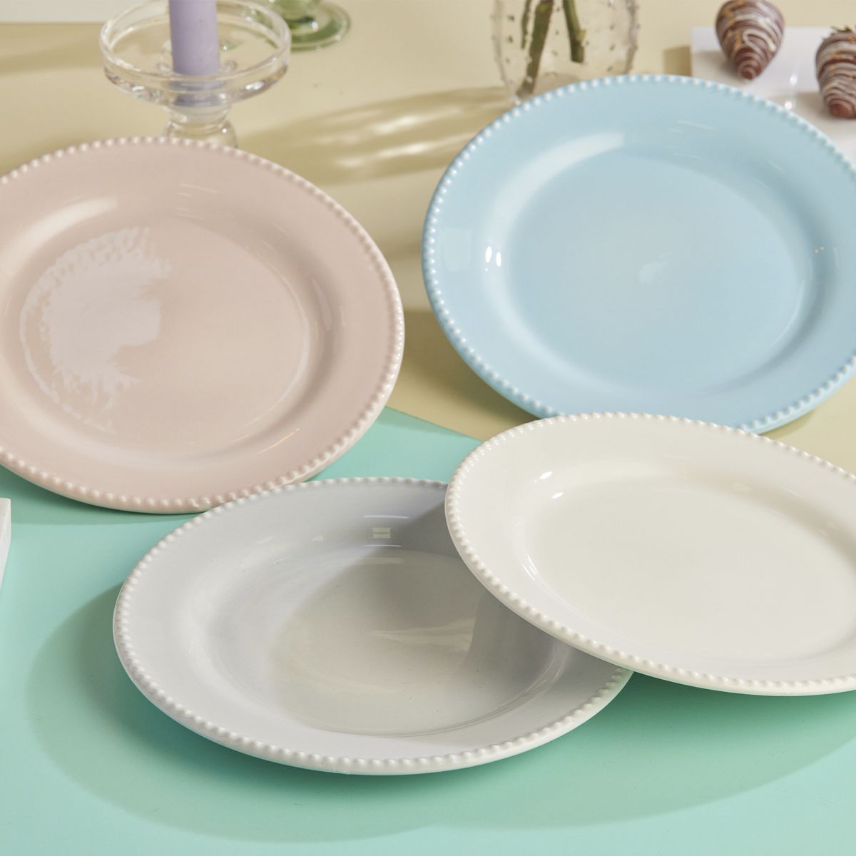 CORONA - Set 4 Platos Postre Perla Surtido 20.1cm