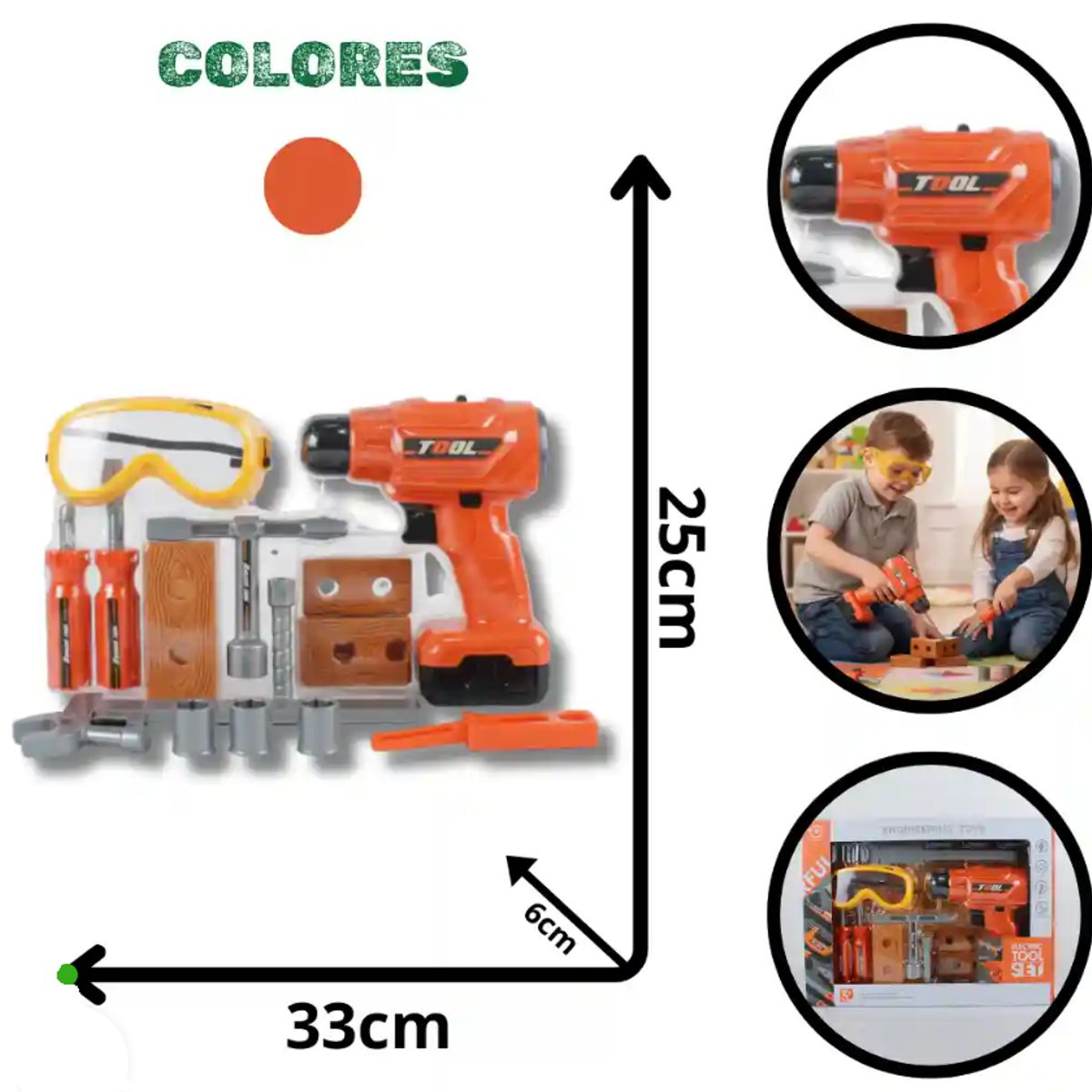 GENERICO - SET DE HERRAMIENTAS DE JUGUETE APTO PARA NIÑOS +3 AÑOS