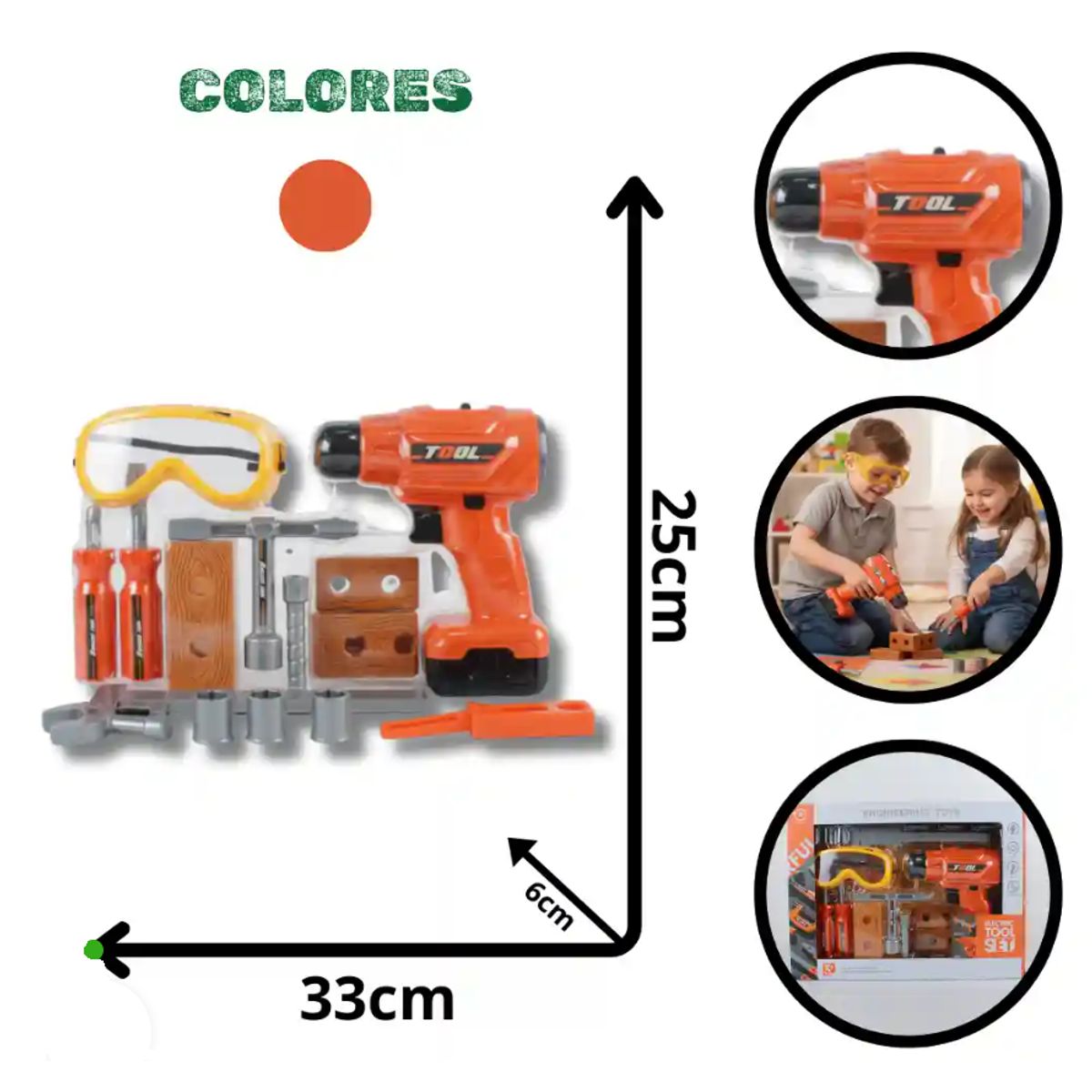 GENERICO - SET DE HERRAMIENTAS DE JUGUETE APTO PARA NIÑOS +3 AÑOS