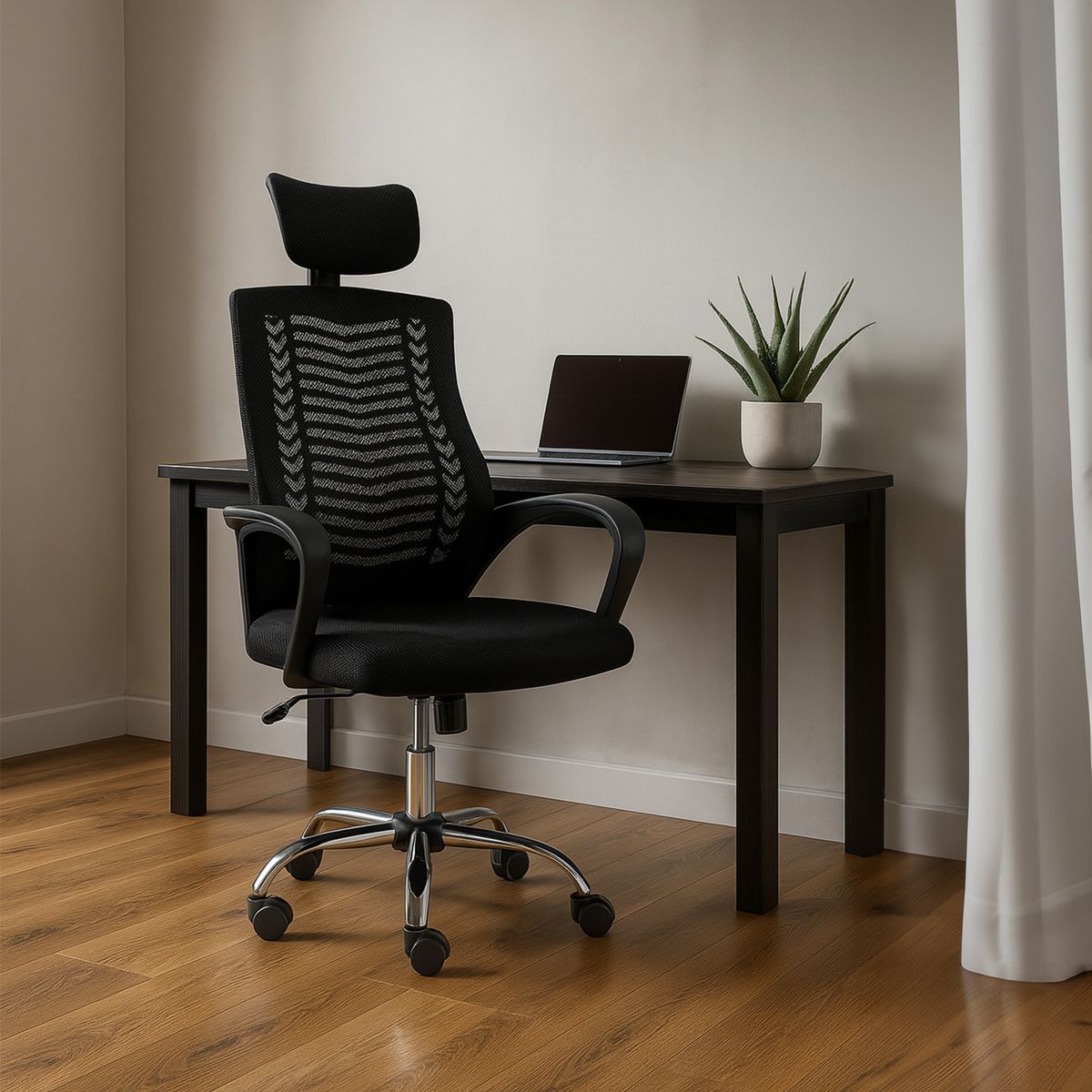 TOPLIVING - Silla de Oficina Gerente Sill Q2N Top Living Altura Ajustable Con Cabecero Negra