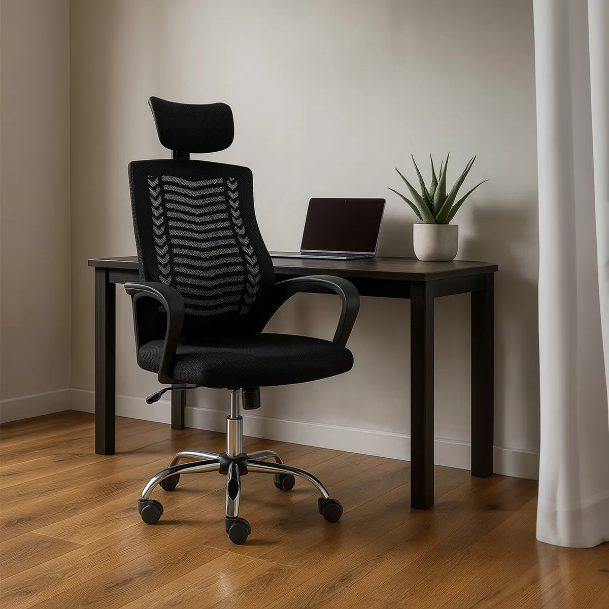 TOPLIVING - Silla de Oficina Gerente Sill Q2N Top Living Altura Ajustable Con Cabecero Negra