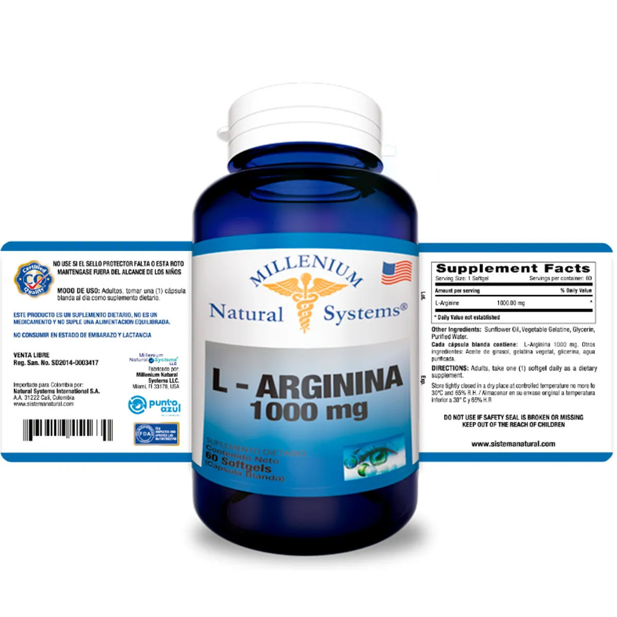 NATURAL SYSTEM - SUPLEMENTO L-ARGININA X 60 UNIDADES.