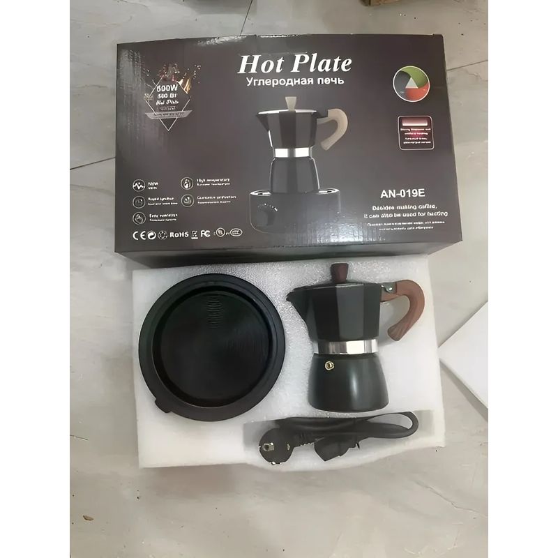 MILOPTS - Cafetera Moka Italiana Eléctrica Con Base Calentadora ROJA